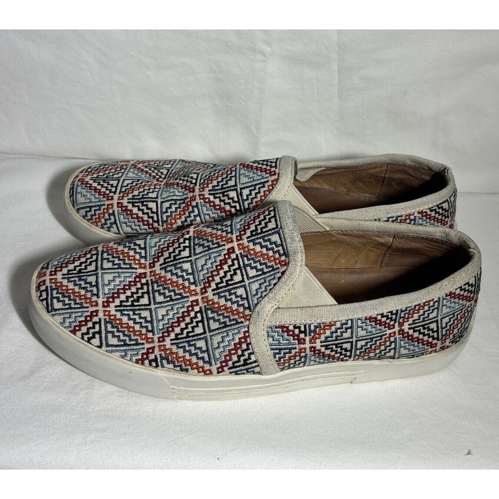 Joie Sneakers Bohemian Huxley Slip-On Woven Canvas‎ Geometric Pattern, 6.5 H15